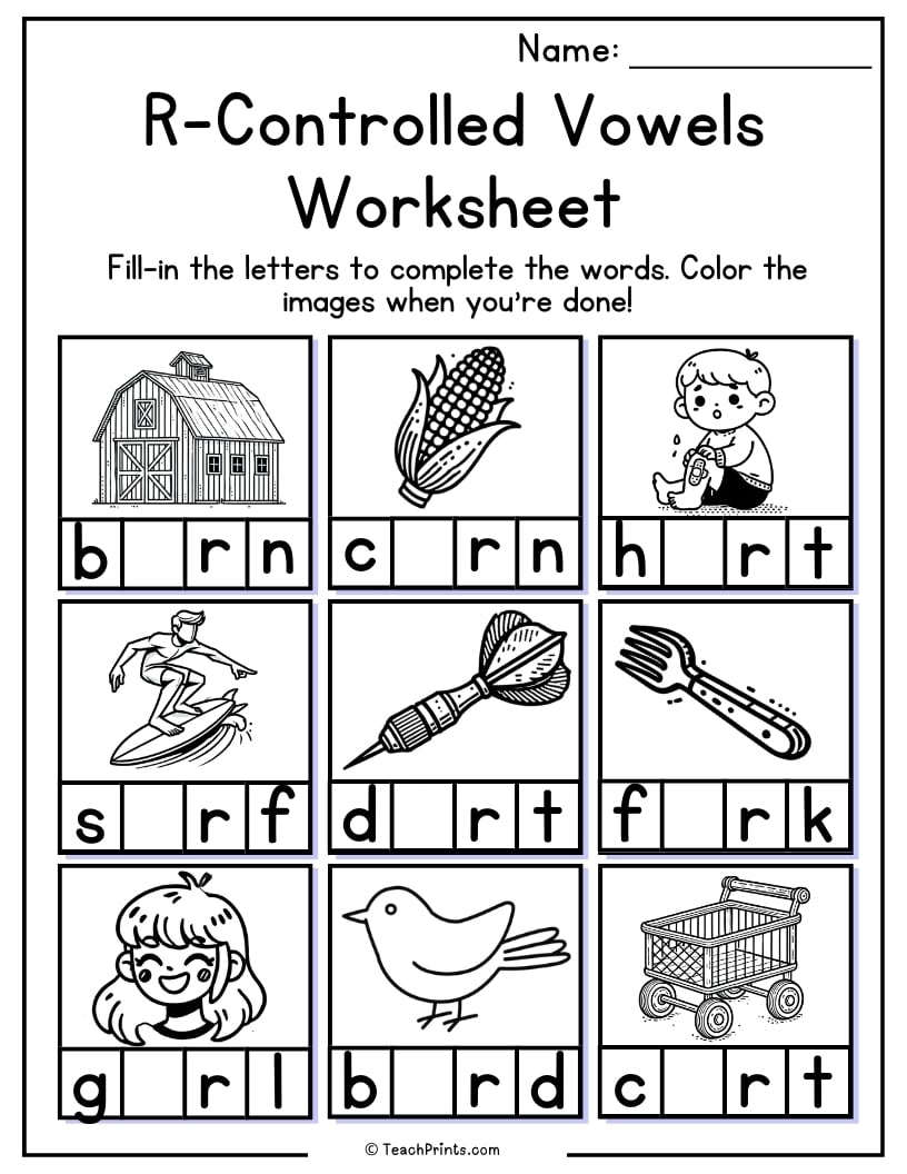 R Controlled Vowels Worksheets Bossy R Free PDF Printables Teach Prints R Controlled Vowels Worksheets Bossy R Free PDF Printables Teach Prints