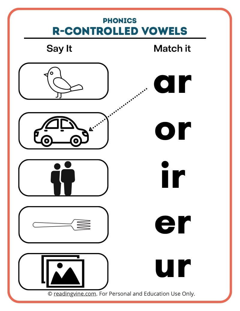 R Controlled Vowels Worksheets ReadingVine AR Word Family Worksheets Kindergarten Mom