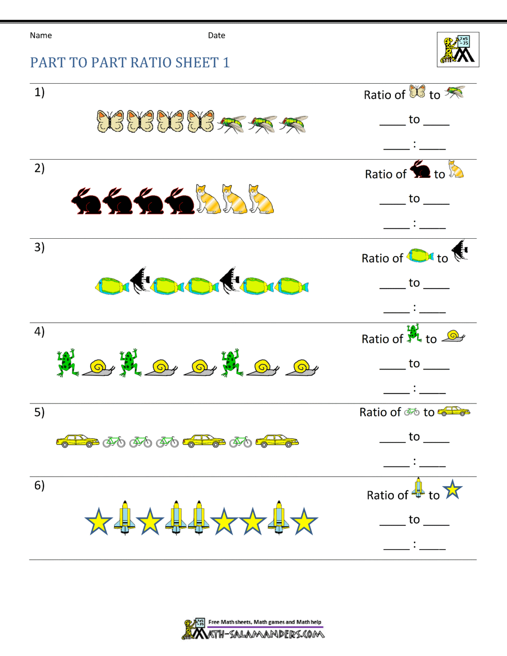 Ratio Part To Part Worksheet Ratio Part To Part Worksheet
