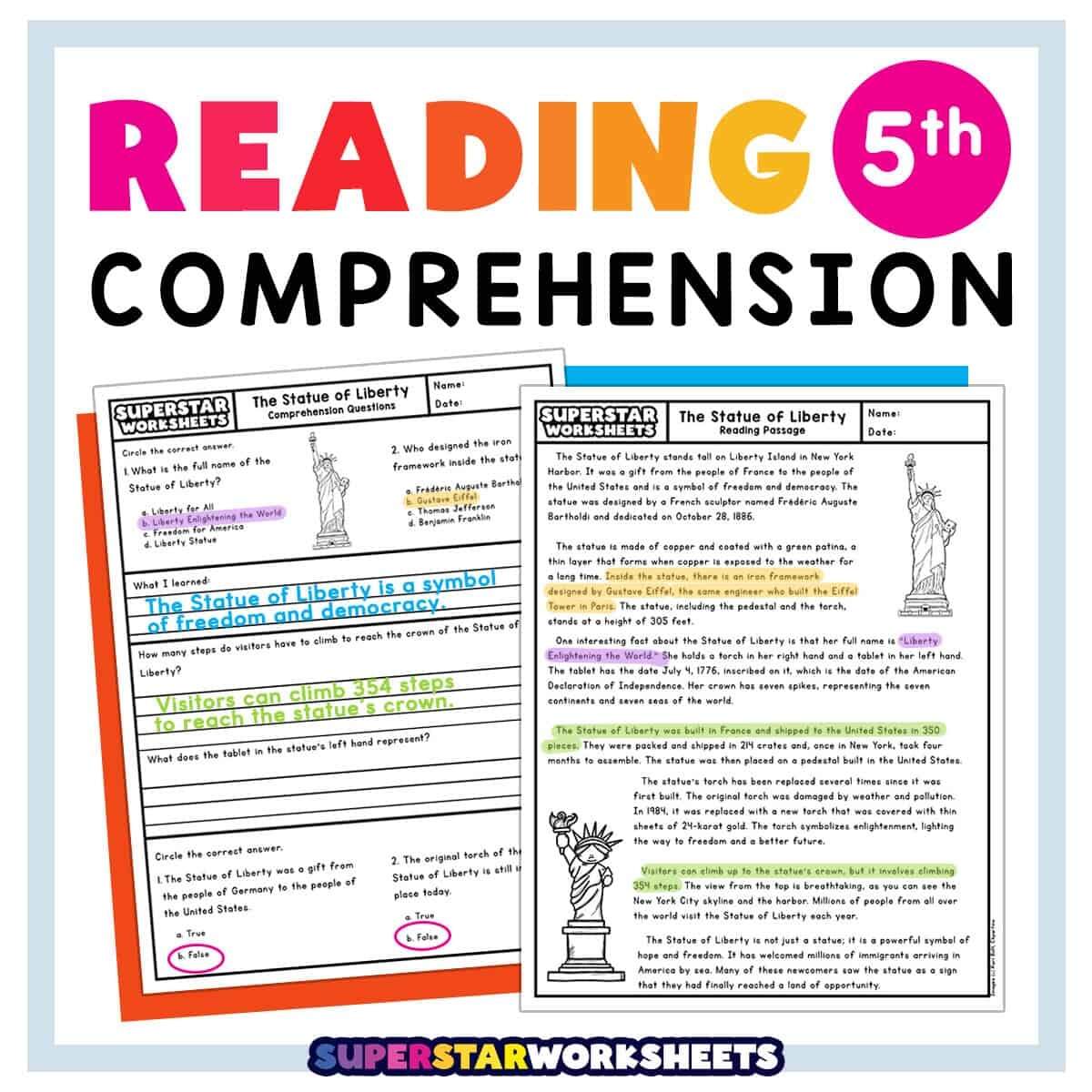 Reading Comprehension Worksheets Superstar Worksheets