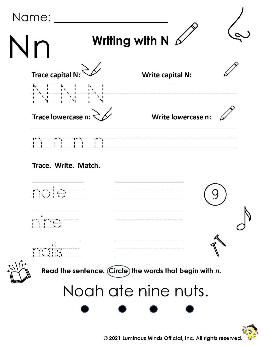 Reading Comprehension Worksheets Writing With N