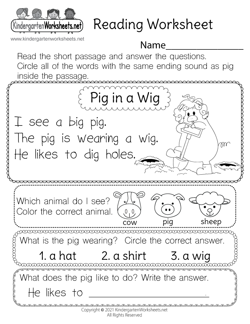 Reading Worksheet For Kids Free Printable Digital PDF Reading Worksheet For Kids Free Printable Digital PDF