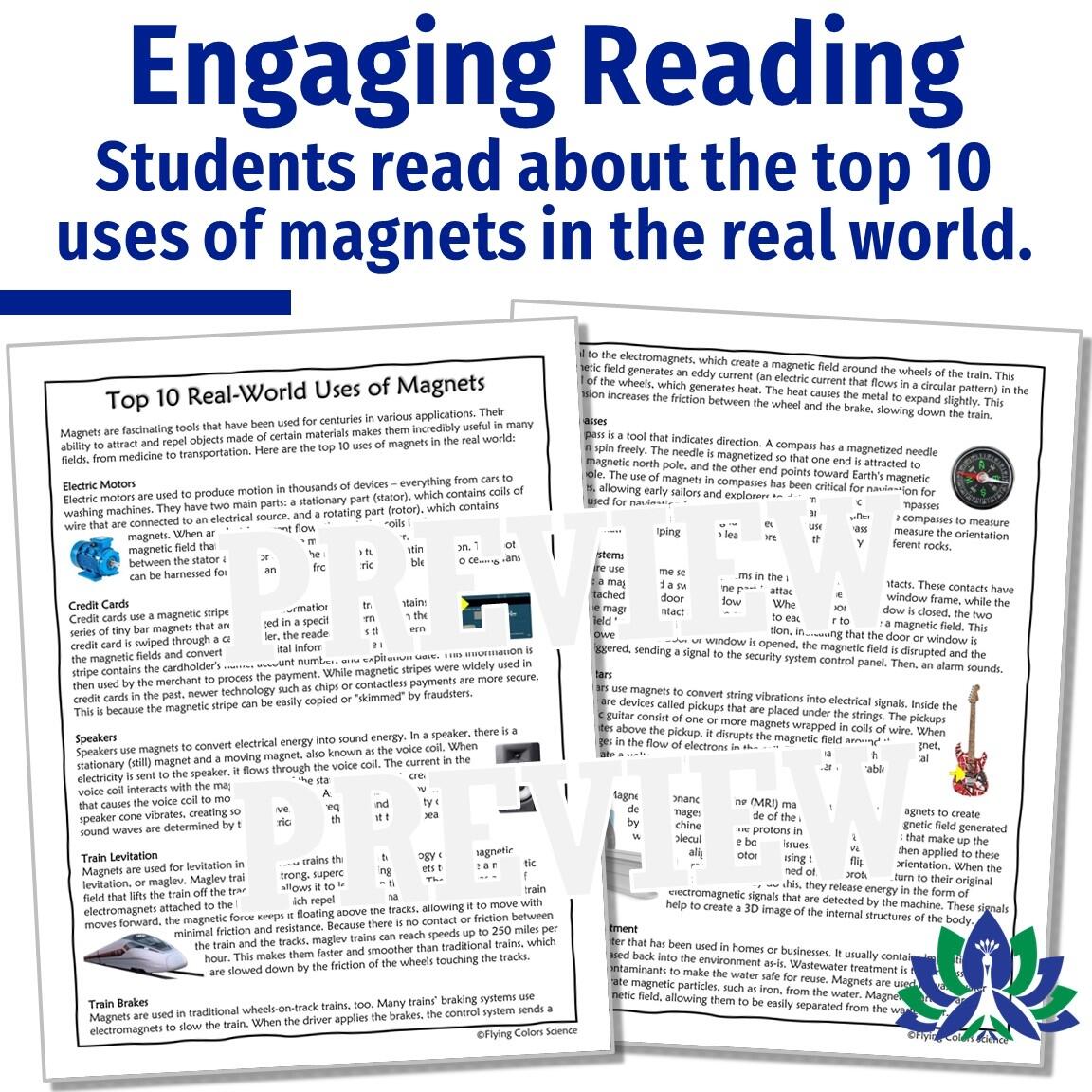 Real World Uses Of Magnets Reading And Worksheet Flying Colors Science Real World Uses Of Magnets Reading And Worksheet Flying Colors Science