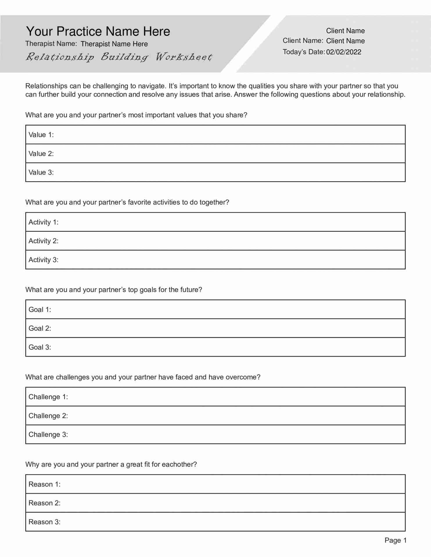 Relationship Building Worksheet PDF TherapyByPro Relationship Building Worksheet PDF TherapyByPro