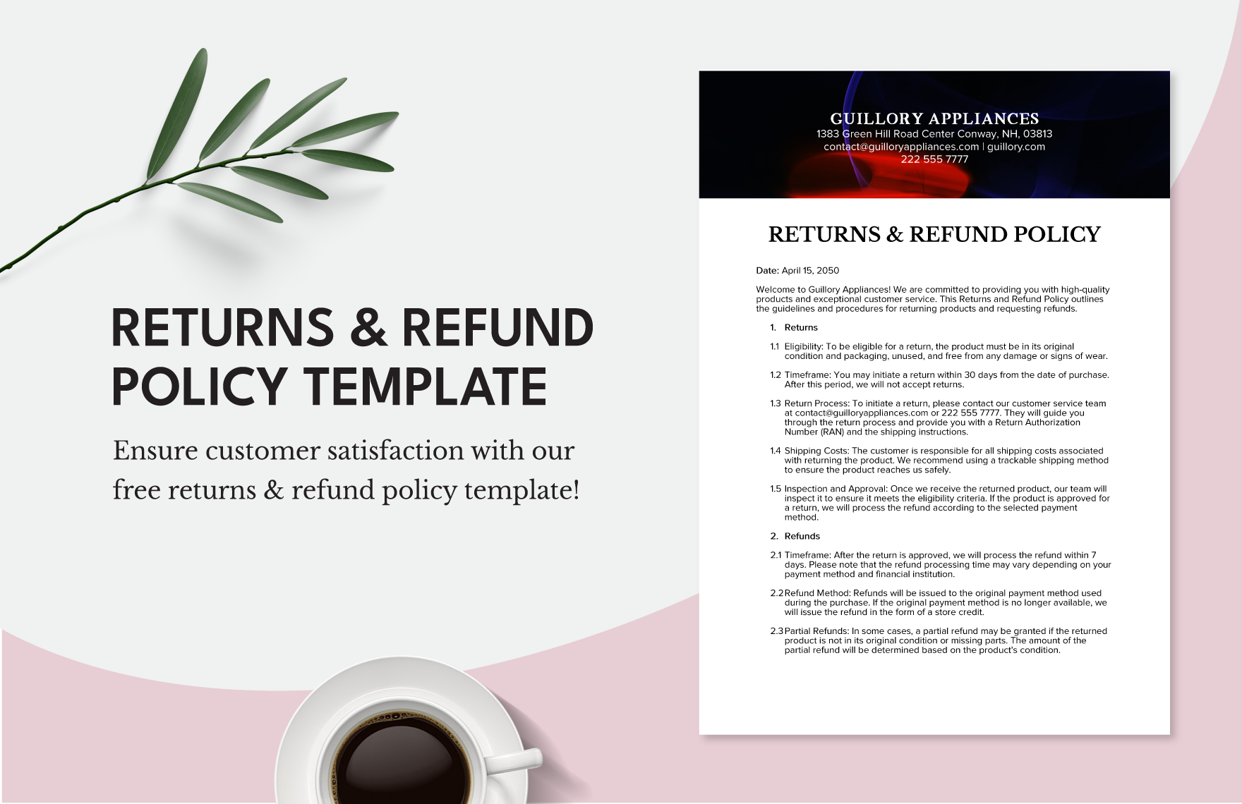 Returns Refund Policy Template In Word PDF Google Docs Download Template