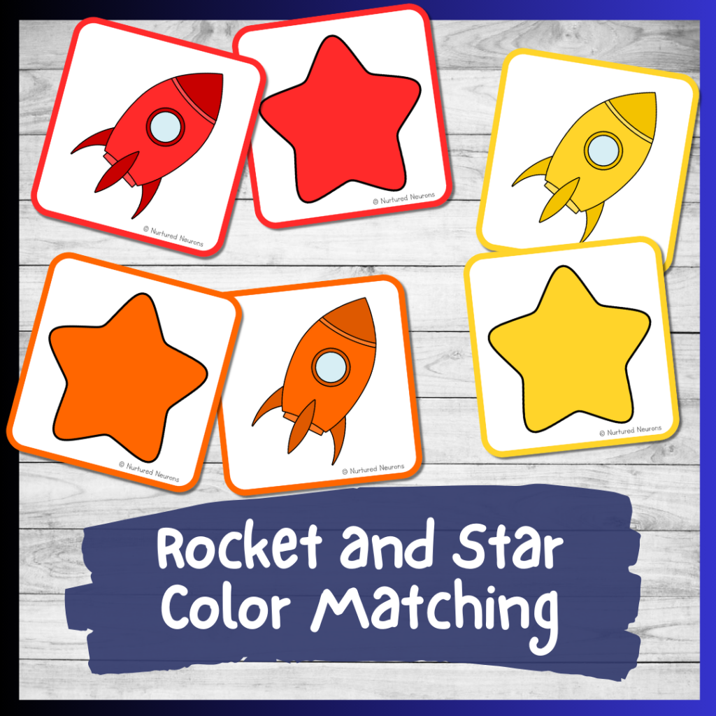Rocket And Star Color Matching Game Toddler And Preschool Printable PDF Nurtured Neurons