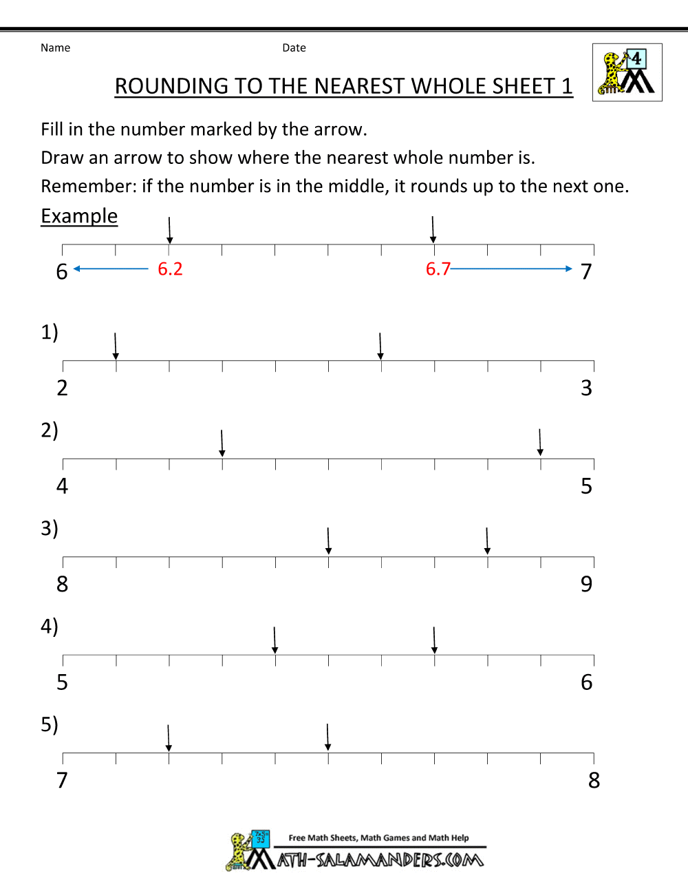 Rounding Decimals To The Nearest Whole