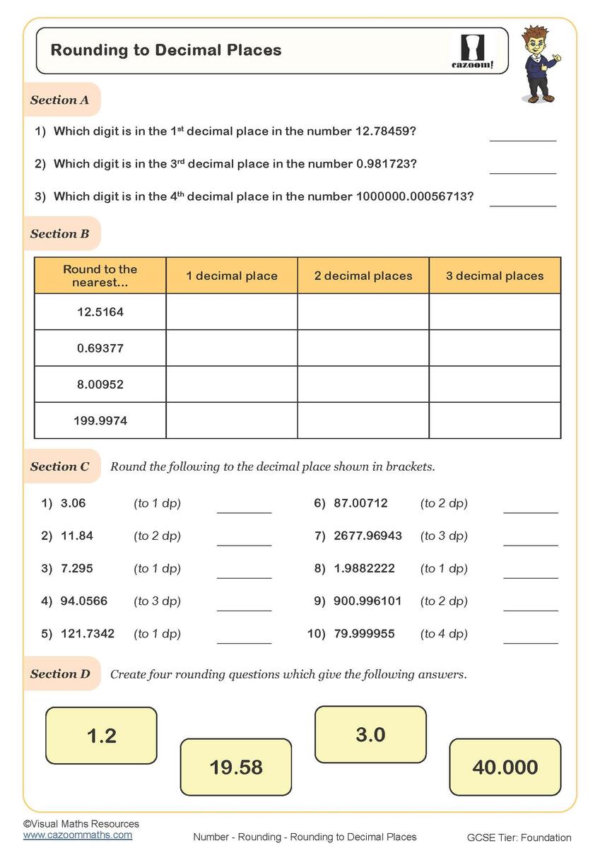 Rounding To Decimal Places Worksheet Printable Maths Worksheets Rounding To Decimal Places Worksheet Printable Maths Worksheets