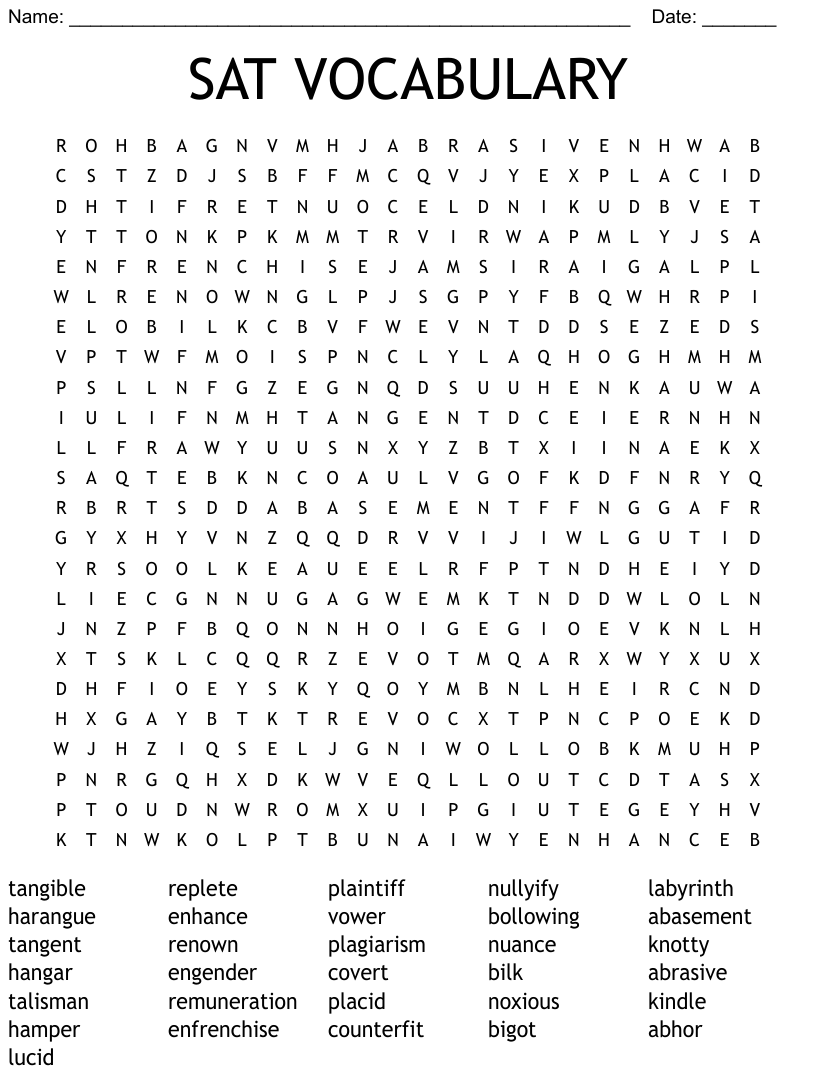 SAT Vocabulary Worksheet Boost Your Word Power SAT Vocabulary Worksheet Boost Your Word Power