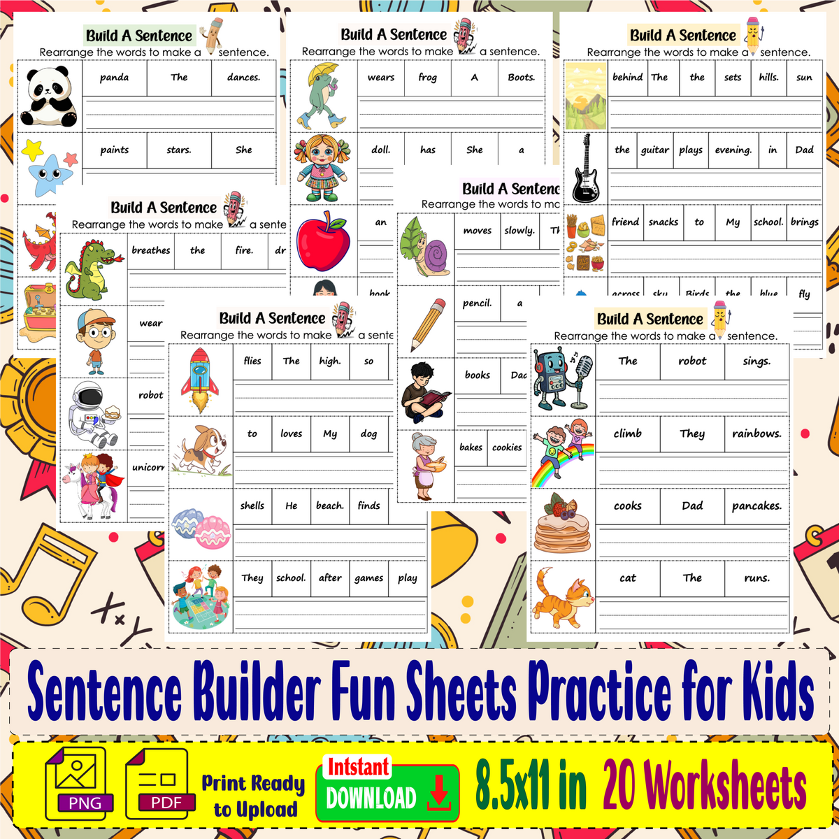 Sentence Builder Fun Sheets Practice For Kids Made By Teachers Sentence Builder Fun Sheets Practice For Kids Made By Teachers