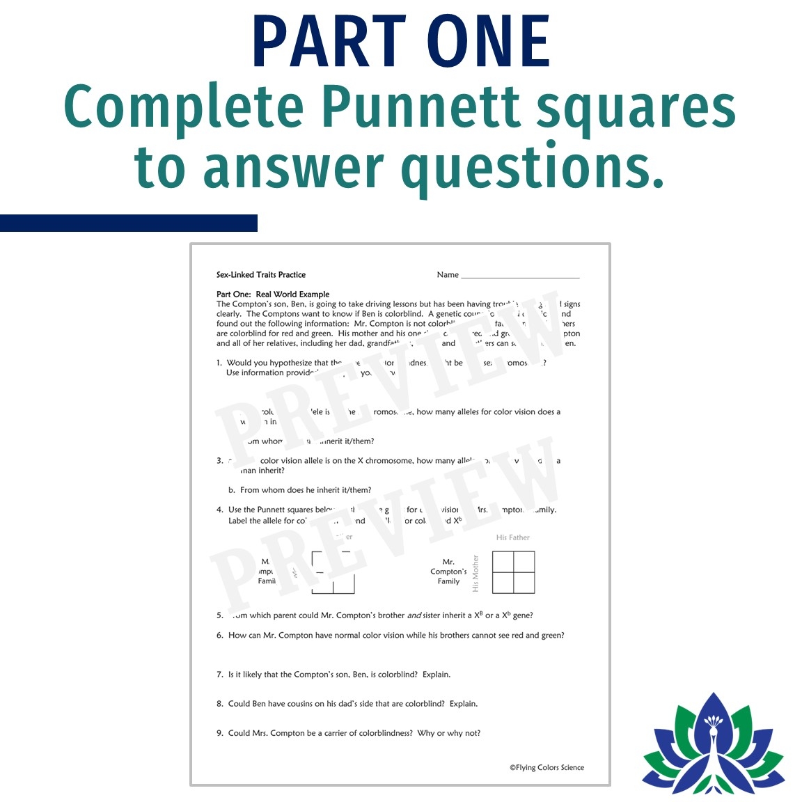 Sex Linked Traits Worksheet Flying Colors Science Sex Linked Traits Worksheet Flying Colors Science