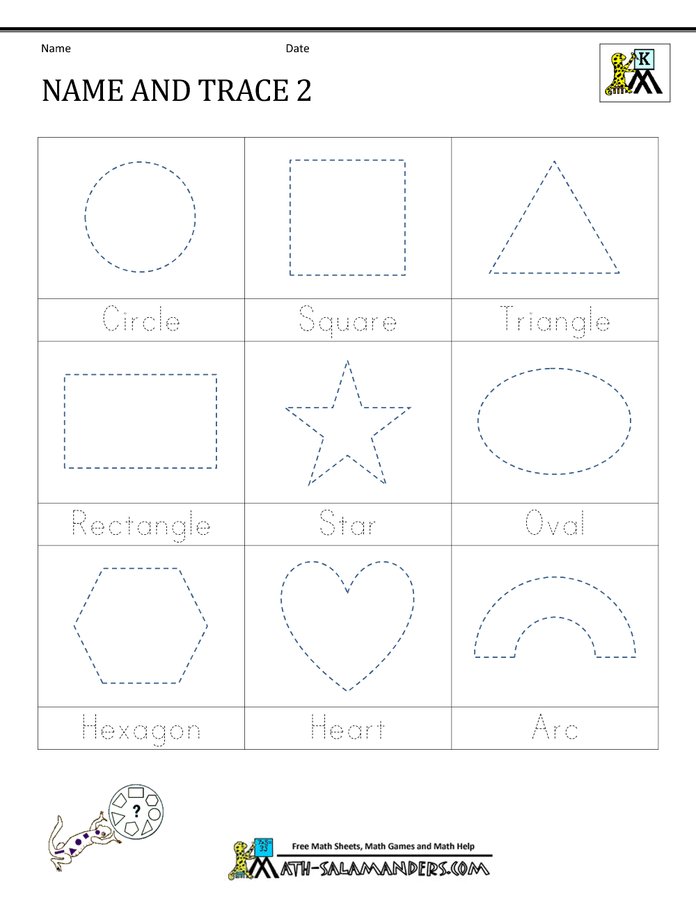 Shape Tracing Worksheets Kindergarten Tracing Shapes Worksheet Free PDF Printable