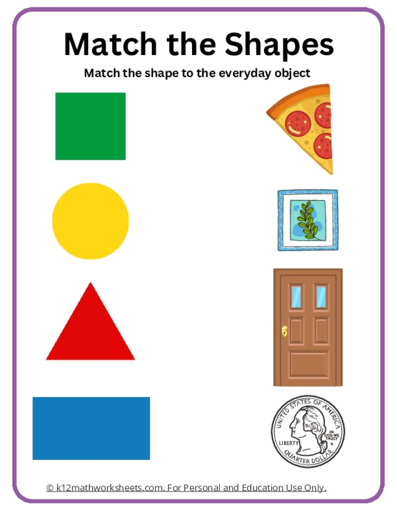 Shapes Worksheets Shapes Matching Food Worksheet For Kindergarten Made By Teachers