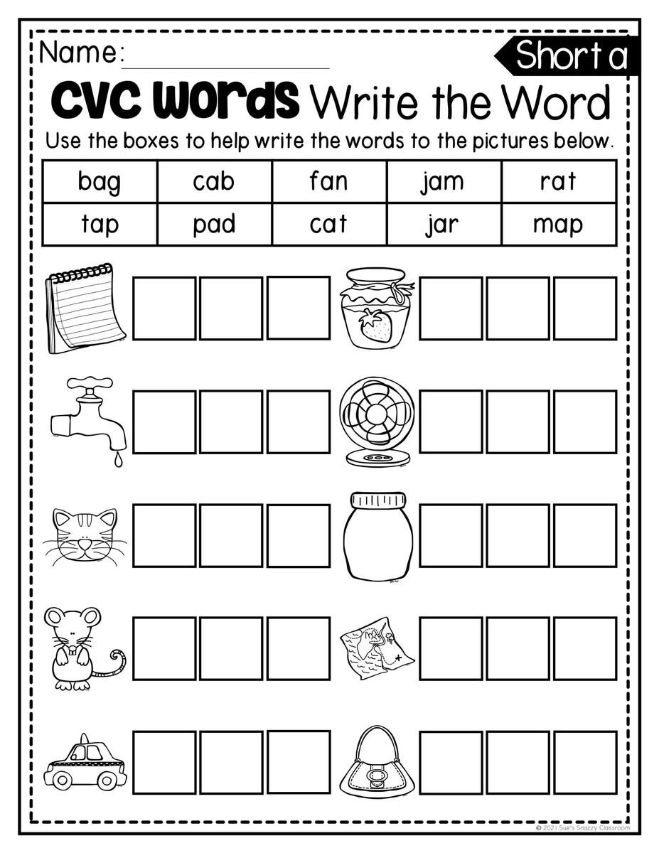Short Vowel CVC Word Practice Worksheets Printable Activities Made By Teachers English For Kids Step By Step Short A Sound Worksheets Flashcards Posters Reading Comprehension