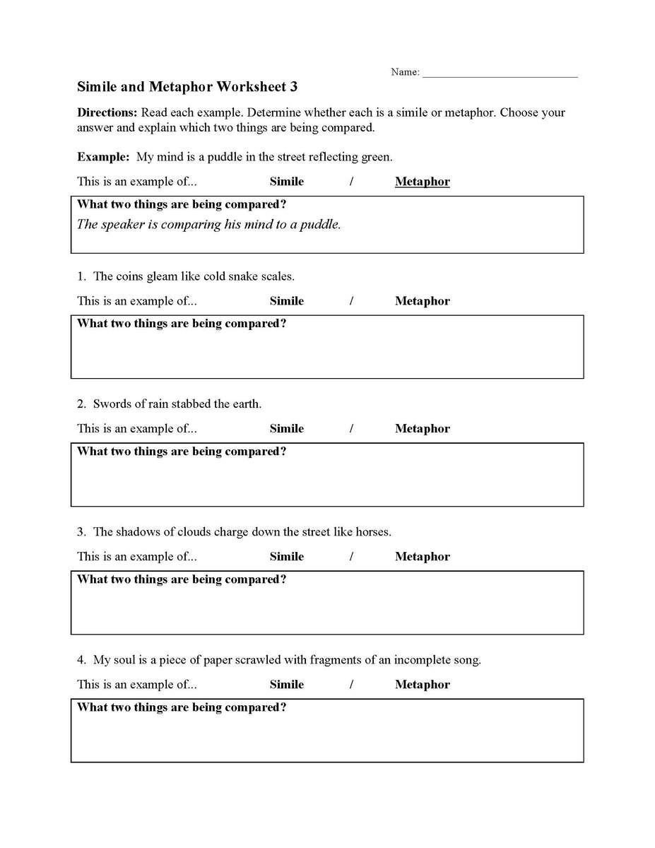 Simile And Metaphor Worksheets Ereading Worksheets Simile And Metaphor Worksheets Ereading Worksheets