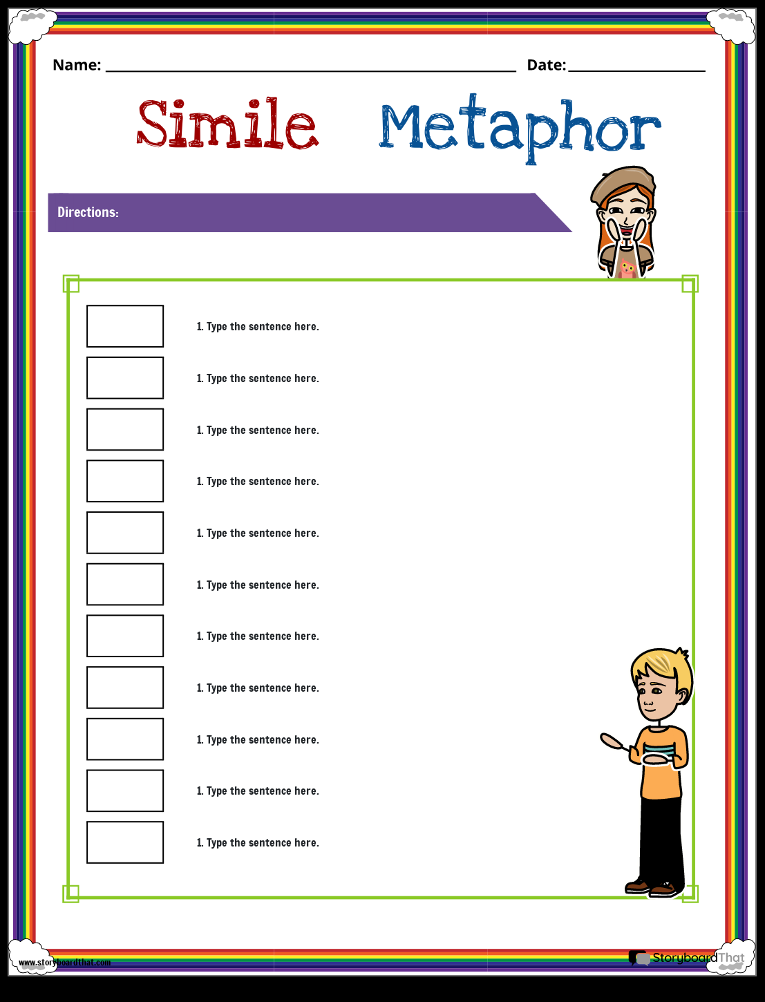 Simple Simile And Metaphor Worksheet Storyboard Simple Simile And Metaphor Worksheet Storyboard