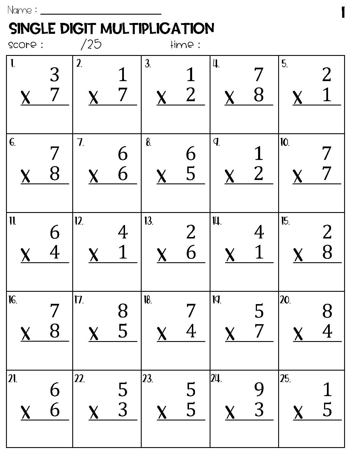 Single Digit Multiplication Worksheets Etsy Multiplication Worksheets Single Digit Multiplication Worksheets Made By Teachers