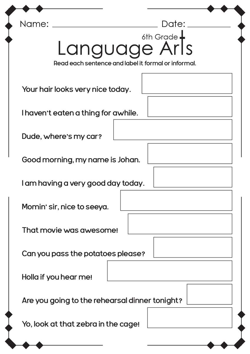 Sixth Grade Language Worksheet Engaging Exercises For Language Mastery