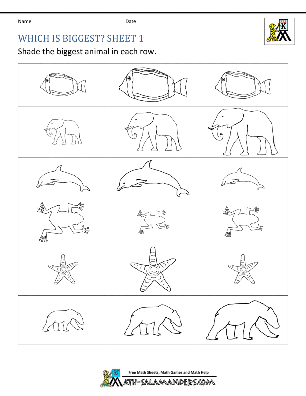 Size Worksheets Bigger Smaller Or The Same Size Size Worksheets Bigger Smaller Or The Same Size