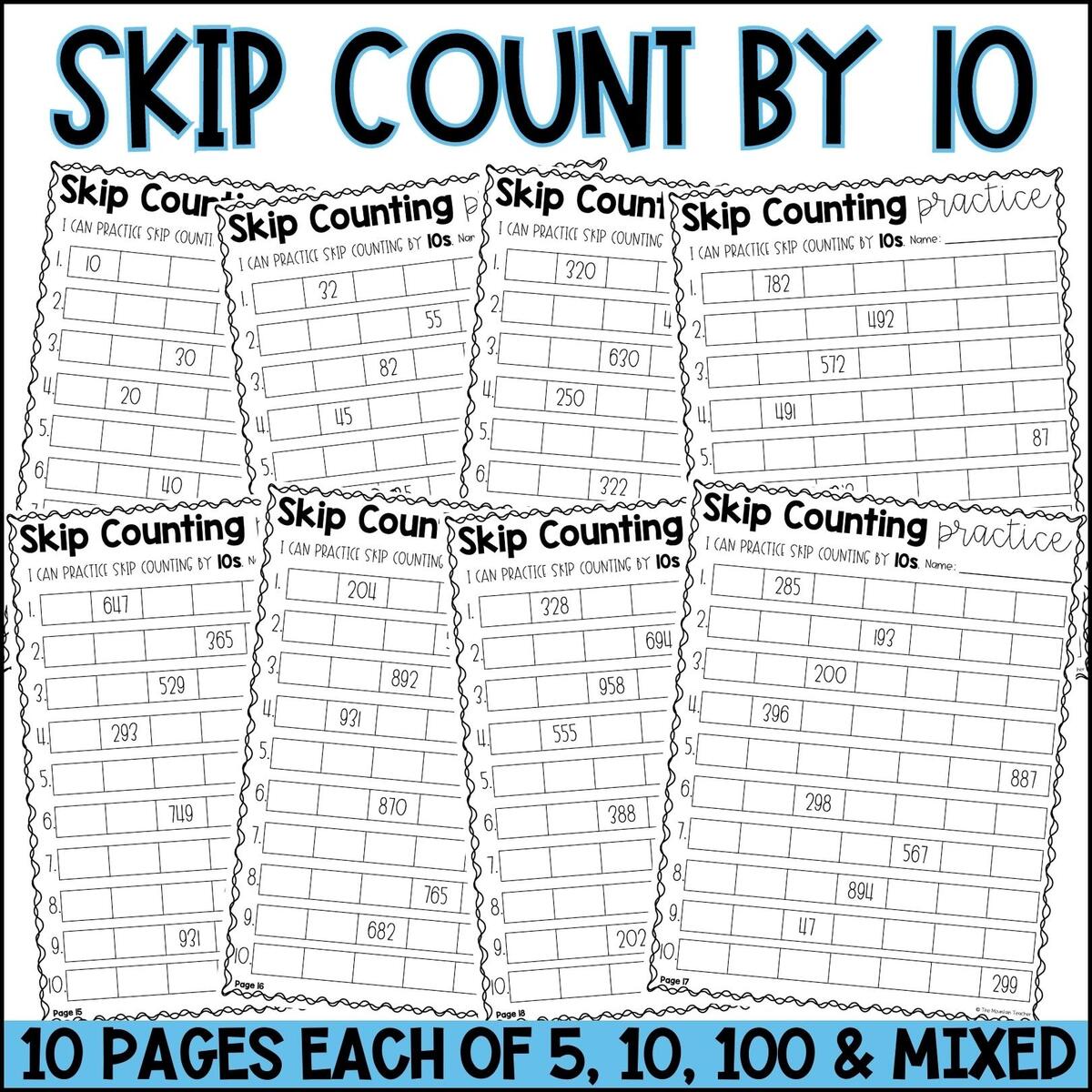 Skip Counting Numbers Worksheets By 5s By 10s And By 100s The Mountain Teacher Skip Counting Numbers Worksheets By 5s By 10s And By 100s The Mountain Teacher