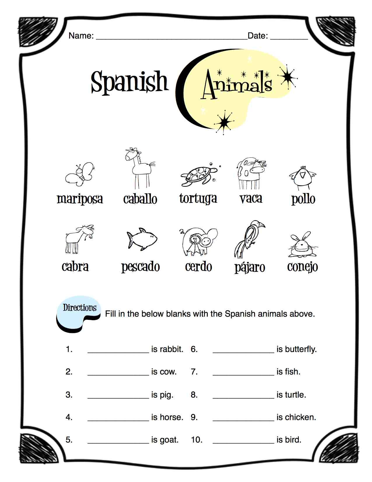 Spanish Animals Worksheet Packet Made By Teachers Crocodile In Spanish Worksheet Free Printable Digital PDF
