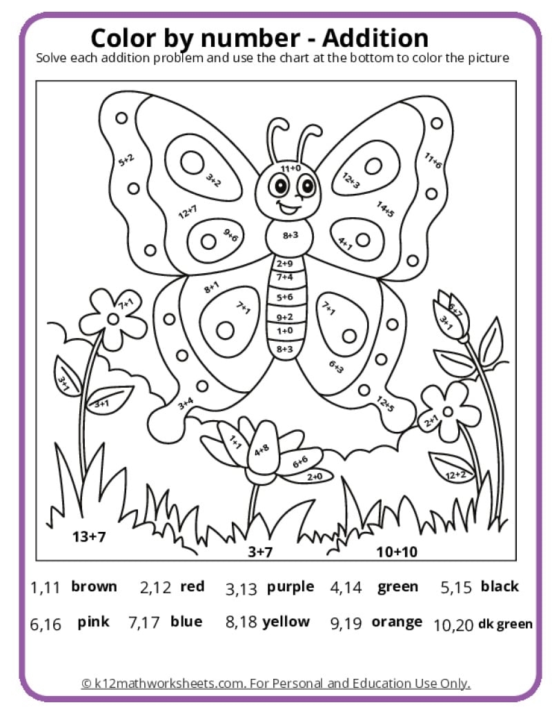 Spring Color By Number Pages K12 Math Worksheets Spring Hidden Picture Printables For Kids Mamas Learning Corner