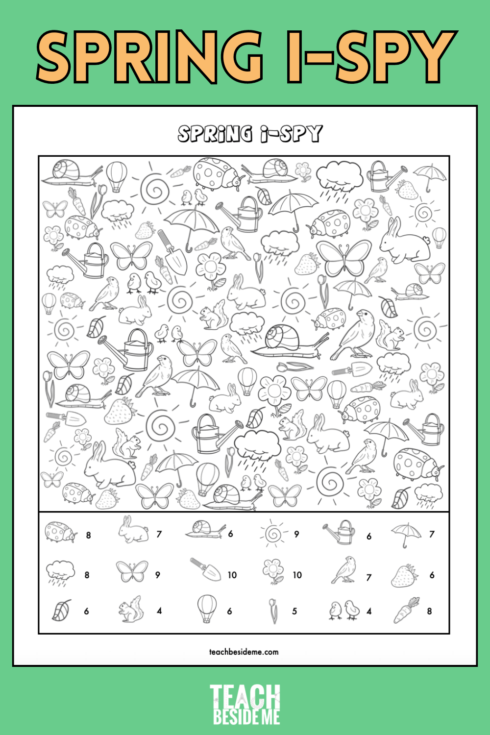 Spring I Spy Coloring Printable Teach Beside Me Summer Worksheets Free Printables Superstar Worksheets