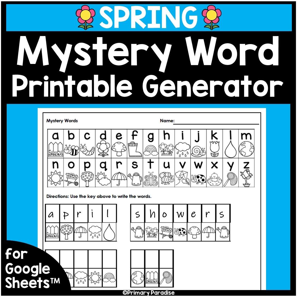 Spring Mystery Word Practice Editable Spring Mystery Word Practice Editable