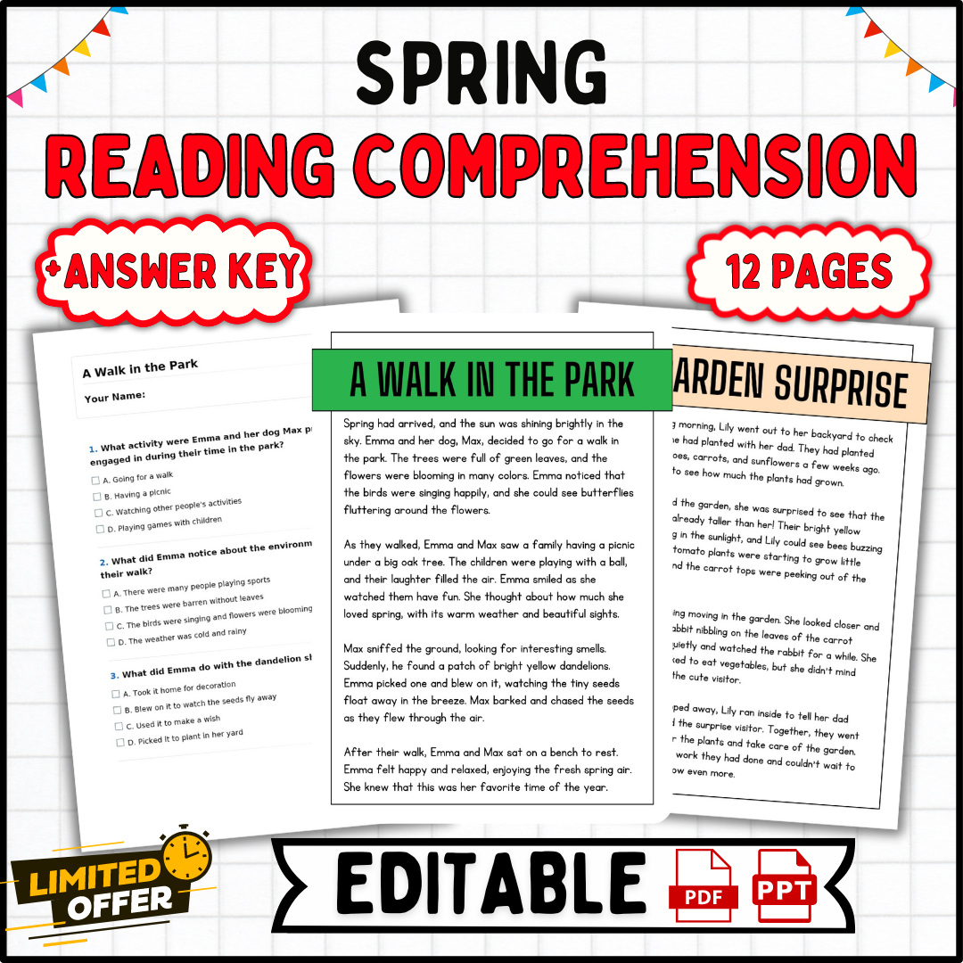 Spring Reading Comprehension Passages 2nd Grade Editable Activitie Worksheets Made By Teachers Spring Reading Comprehension Passages 2nd Grade Editable Activitie Worksheets Made By Teachers