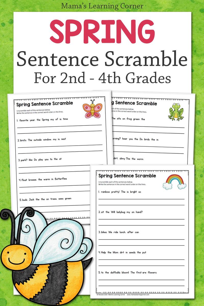 Spring Sentence Scramble Worksheets 2nd 4th Grade Writing Practice Mamas Learning Corner Spring Sentence Scramble Worksheets 2nd 4th Grade Writing Practice Mamas Learning Corner