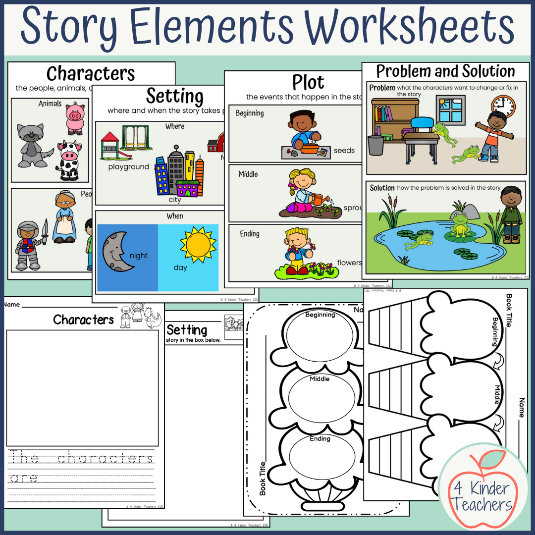 Story Elements Worksheets Setting Characters Beginning Middle End 4 Kinder Teachers Story Elements Worksheet For 1st Grade Story Elements Activities For Kids Made By Teachers