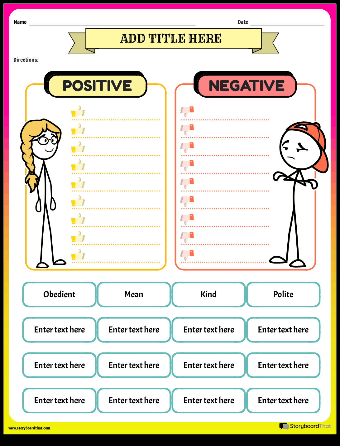 Storyboard That Character Traits Worksheets For Students How To Teach Positive Character Traits For Kids Priceless Ponderings