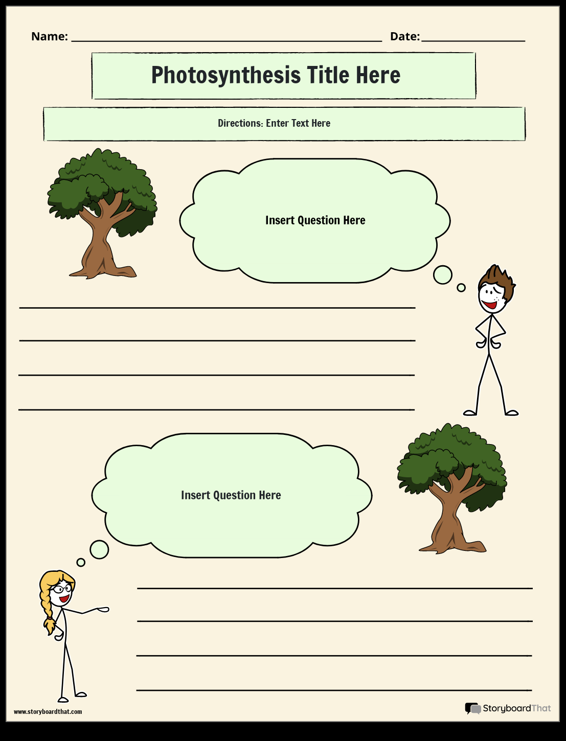 Storyboard That Photosynthesis Worksheet Templates