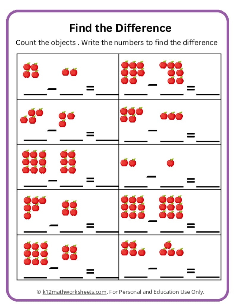 Subtraction Worksheets For Kindergarten Geometry Worksheets