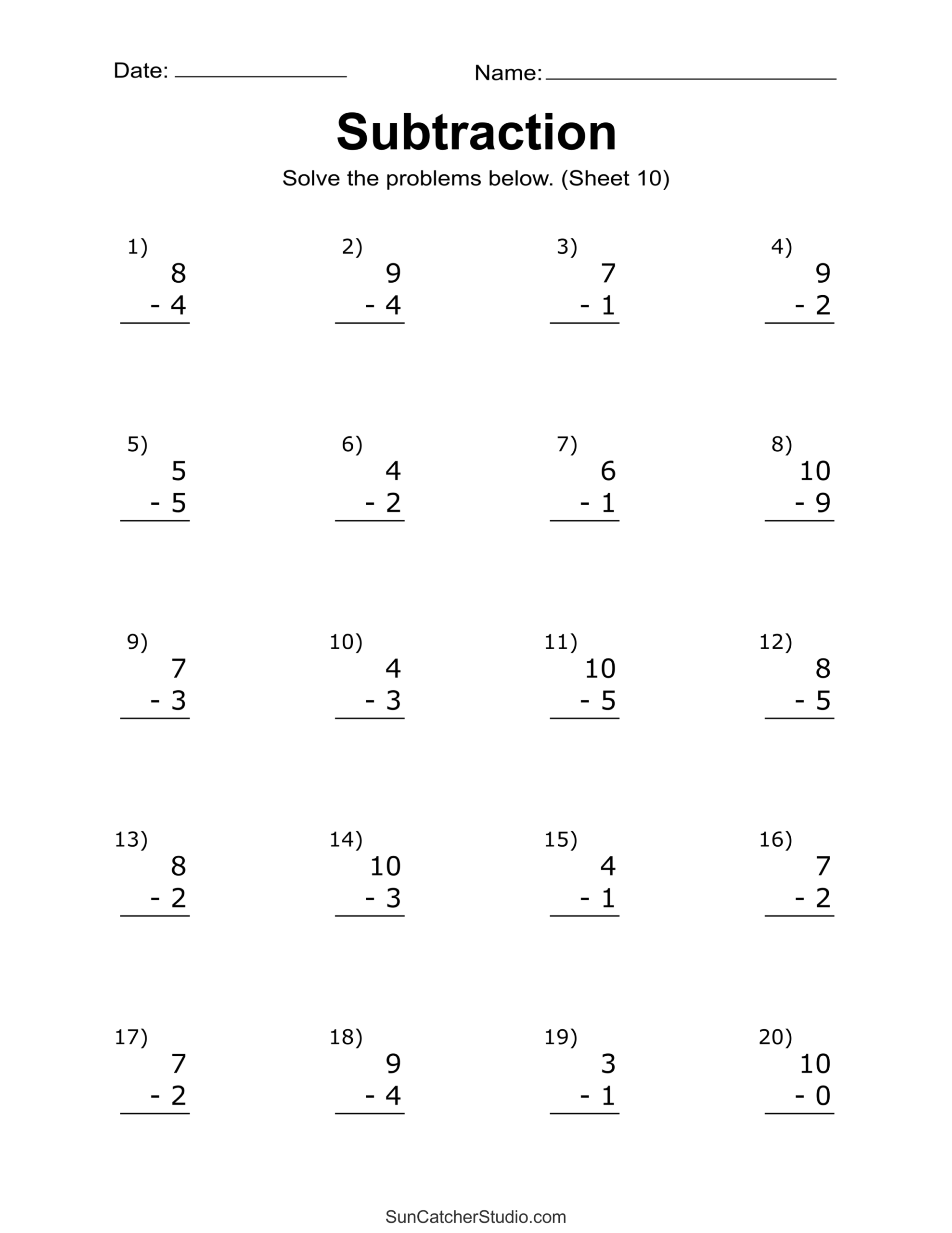 Subtraction Worksheets Free Printable Math Drills Free Printables Lettering SVG Files Tools Apps Single Digit Subtraction Worksheets K12 Math Worksheets