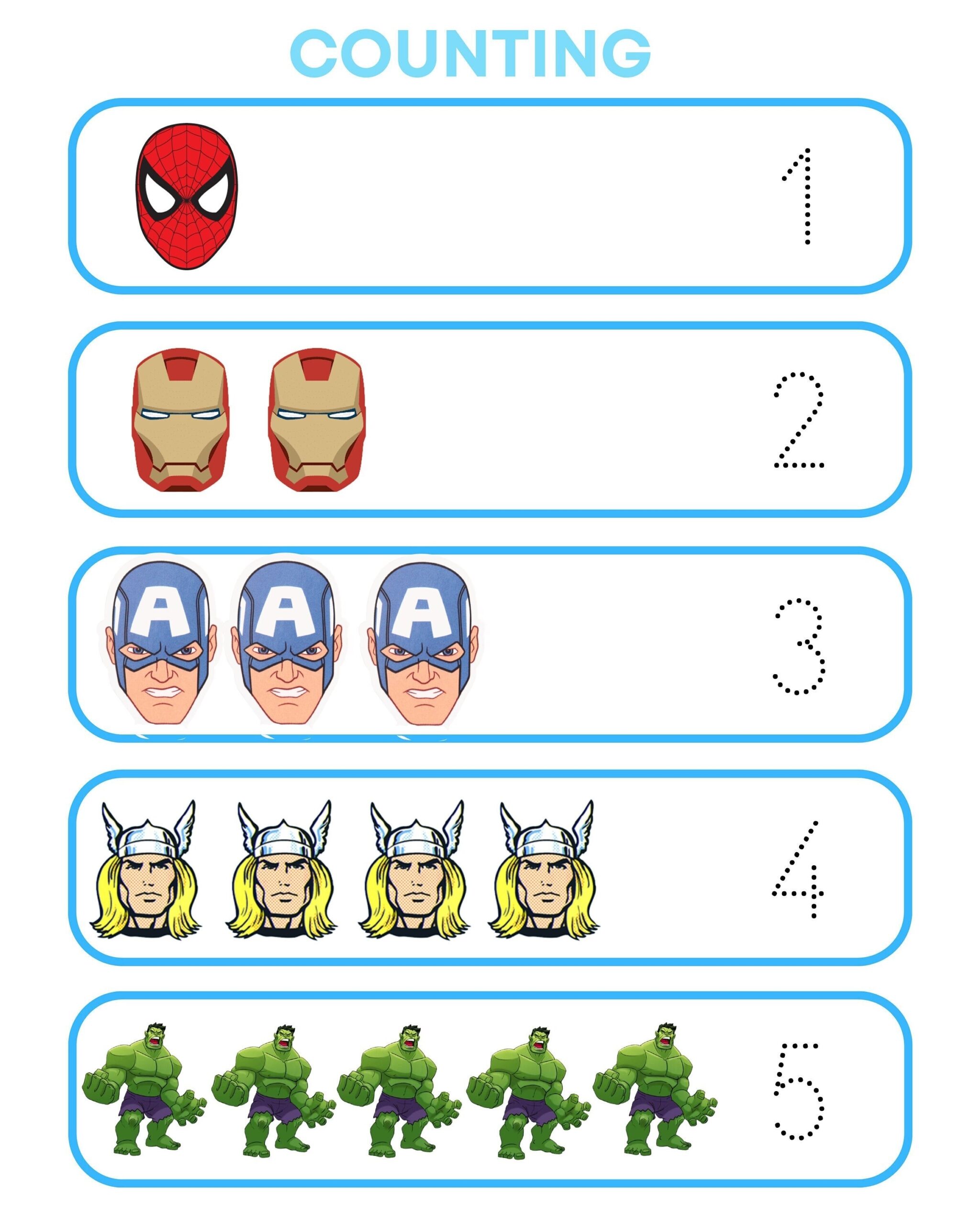 Superhero Math Worksheets Early Years Counting Digital Download Etsy