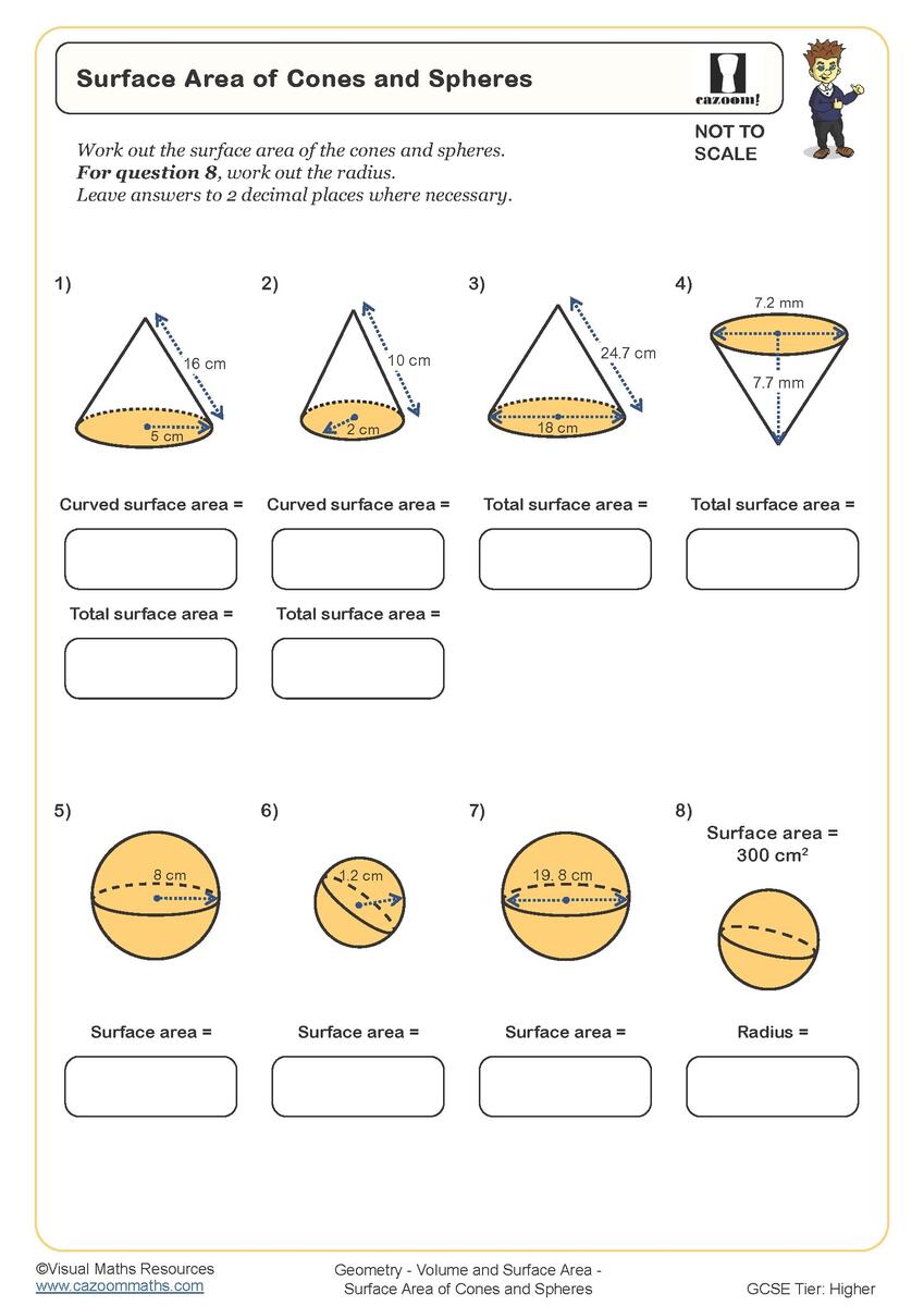 Surface Area Of Pyramids Worksheet Printable PDF For Year 10 And Year 11 Geometry Worksheet