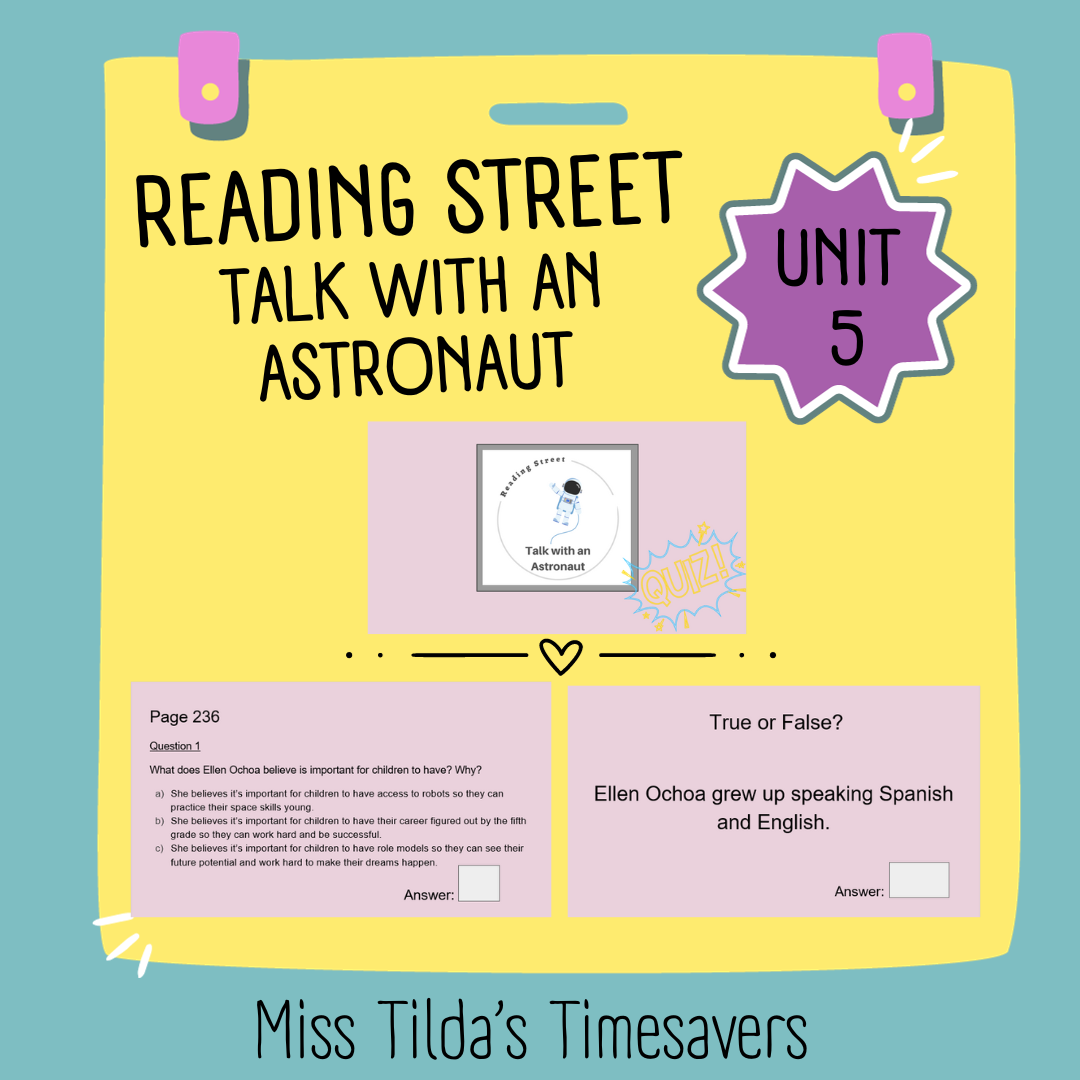 Talk With An Astronaut Quiz Grade 5 Reading Street Made By Teachers