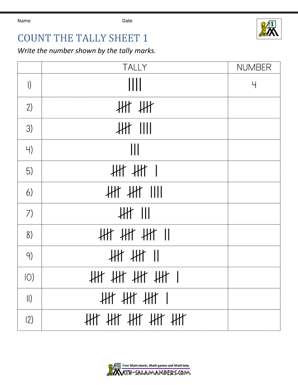 Tally Chart Worksheets Tally Marks Superstar Worksheets
