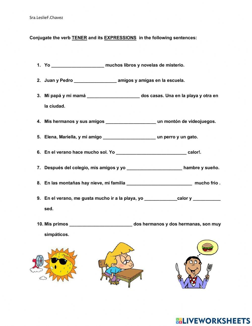 Tener Conjugation Expressions Worksheet Worksheets Library Tener Conjugation Expressions Worksheet Worksheets Library
