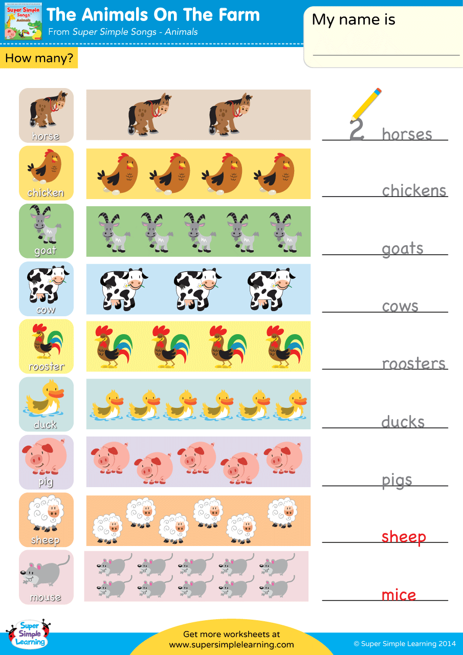The Animals On The Farm Worksheet How Many 1 Super Simple The Animals On The Farm Worksheet How Many 1 Super Simple