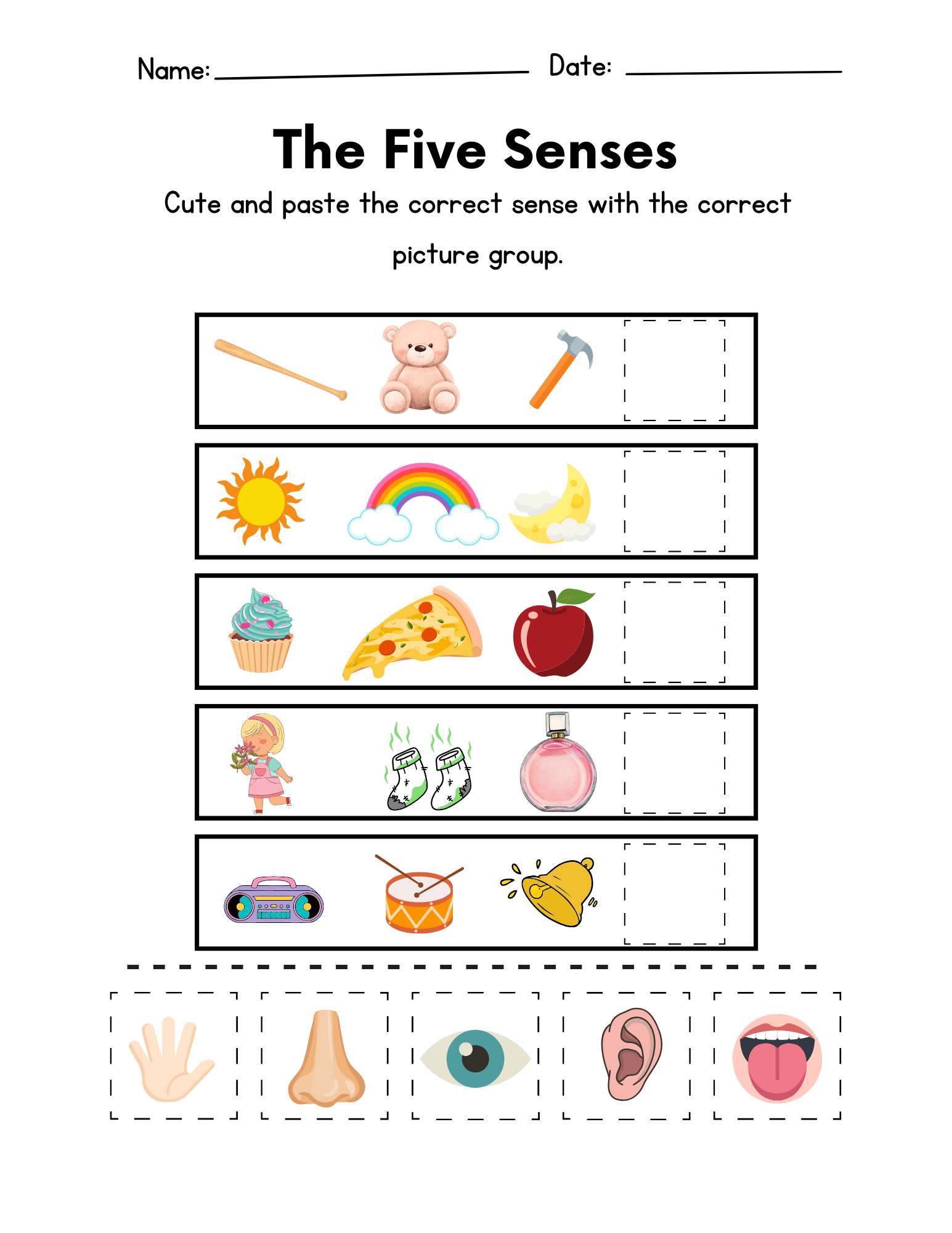 The Five Senses Worksheet Education World Free Printable Cut And Paste Five Senses Worksheet