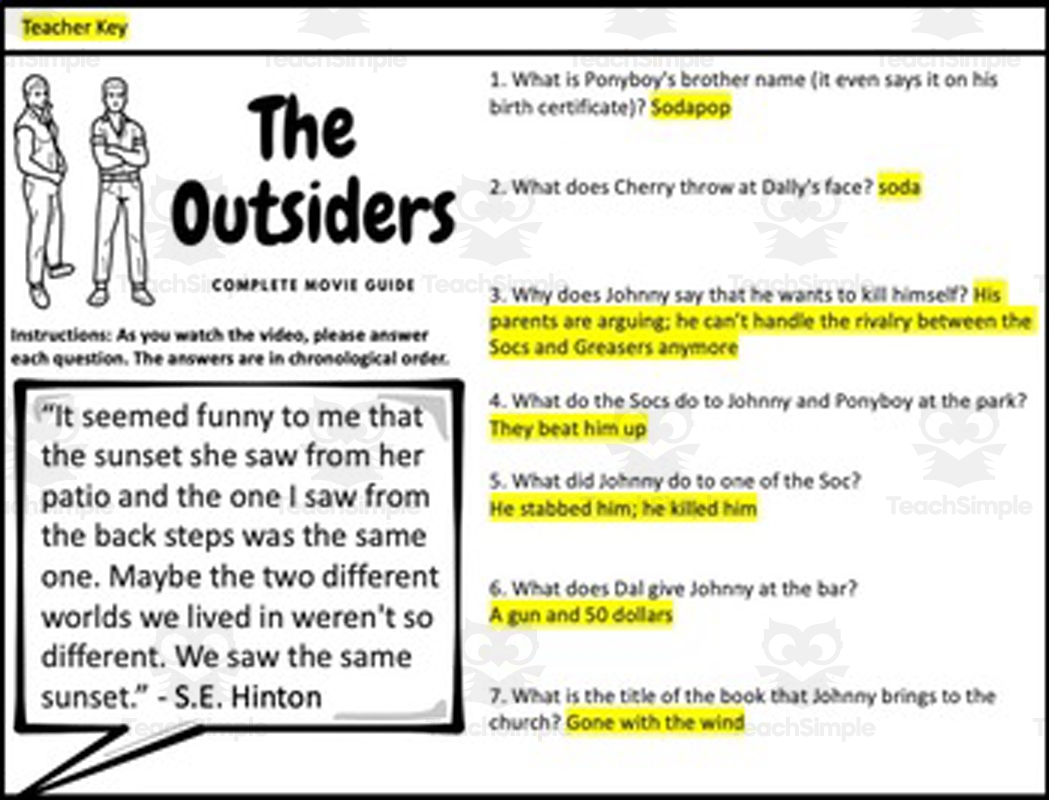 The Outsiders 1983 Complete Movie Guide By Teach Simple The Outsiders Vocabulary Worksheet WordMint