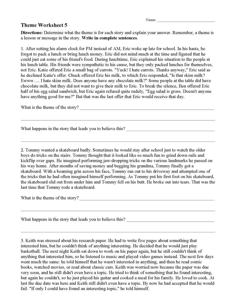 Theme Worksheets Ereading Worksheets