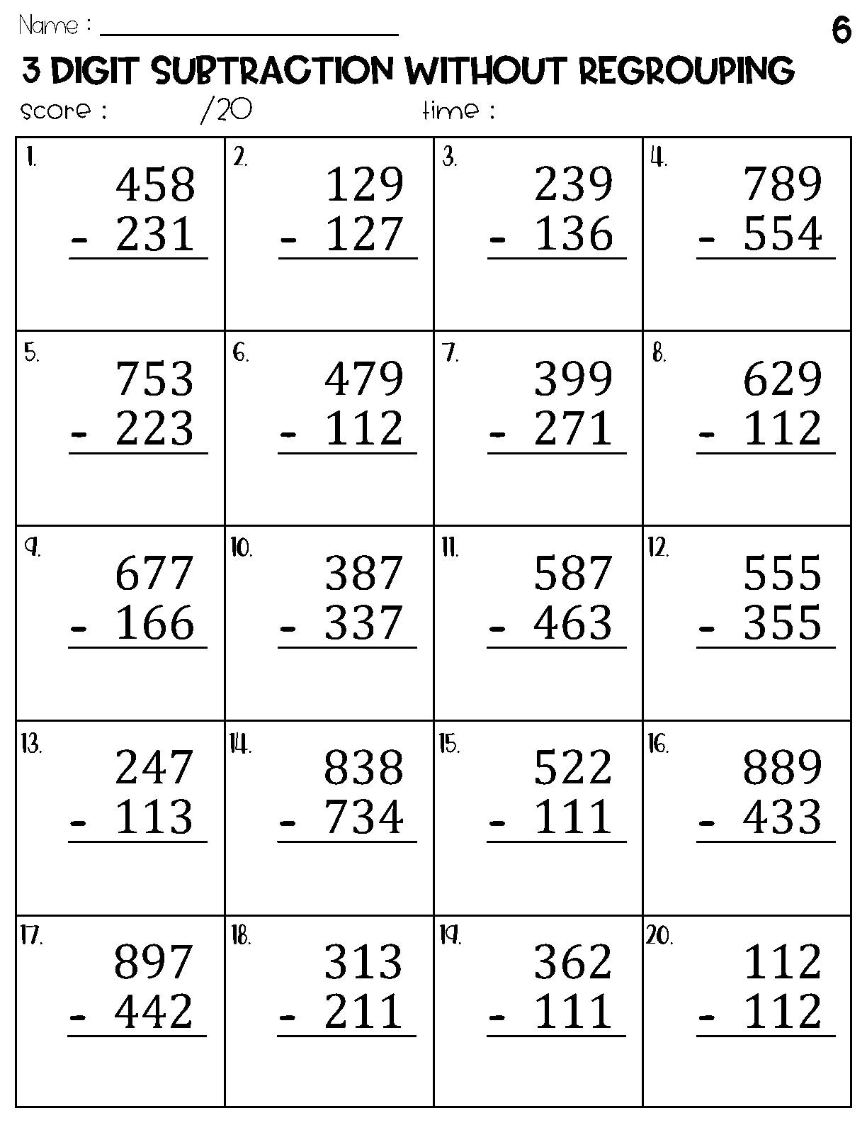 3 Digit Subtraction Worksheets Superstar Worksheets