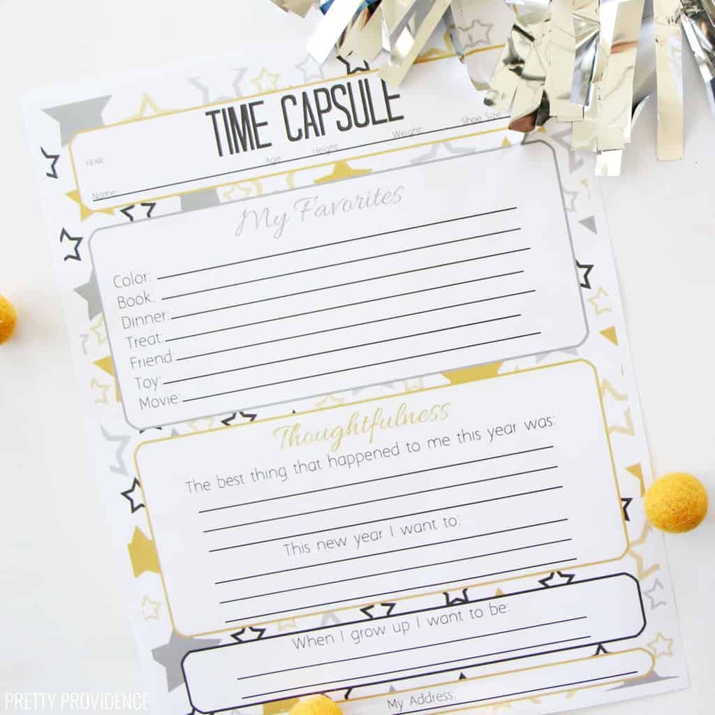 Time Capsule Questions Printable New Years Activities For Kids