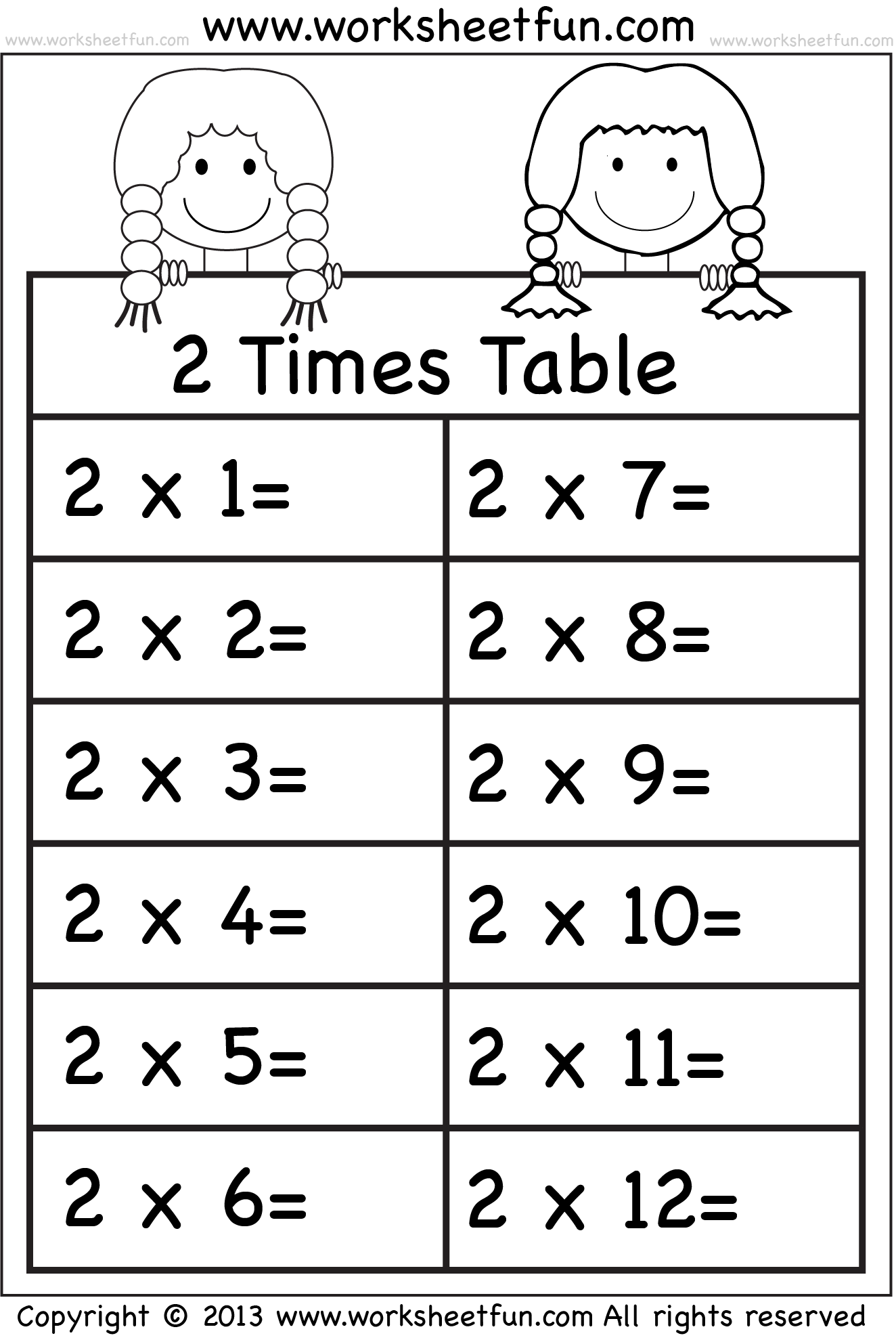 Times Tables Worksheets 2 3 4 5 6 7 8 9 10 11 And 12 Eleven Worksheets FREE Printable Worksheets Worksheetfun 2 Times Table