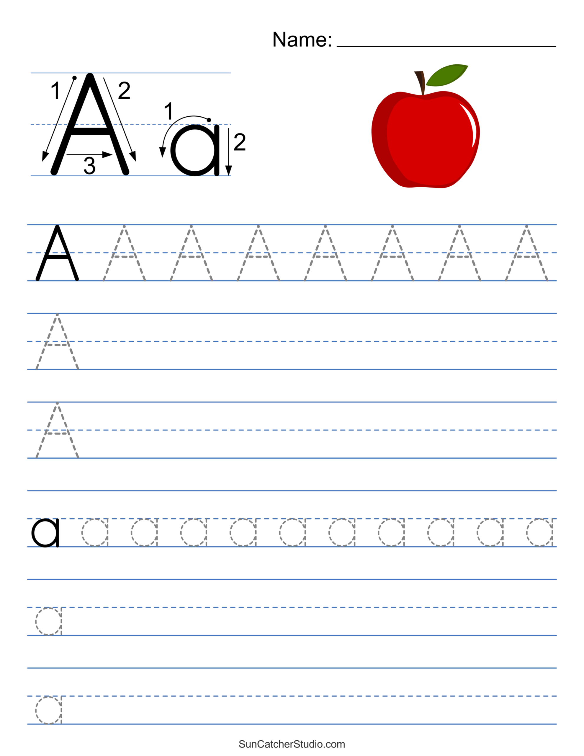 Free Letter A Worksheets For Preschool Kindergarten Fun With Mama