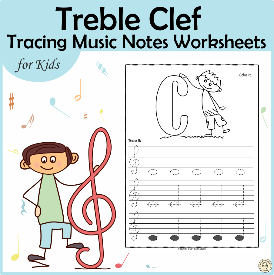 Tracing Music Notes Worksheets For Kids Treble Clef Tracing Music Notes Worksheets For Kids Treble Clef