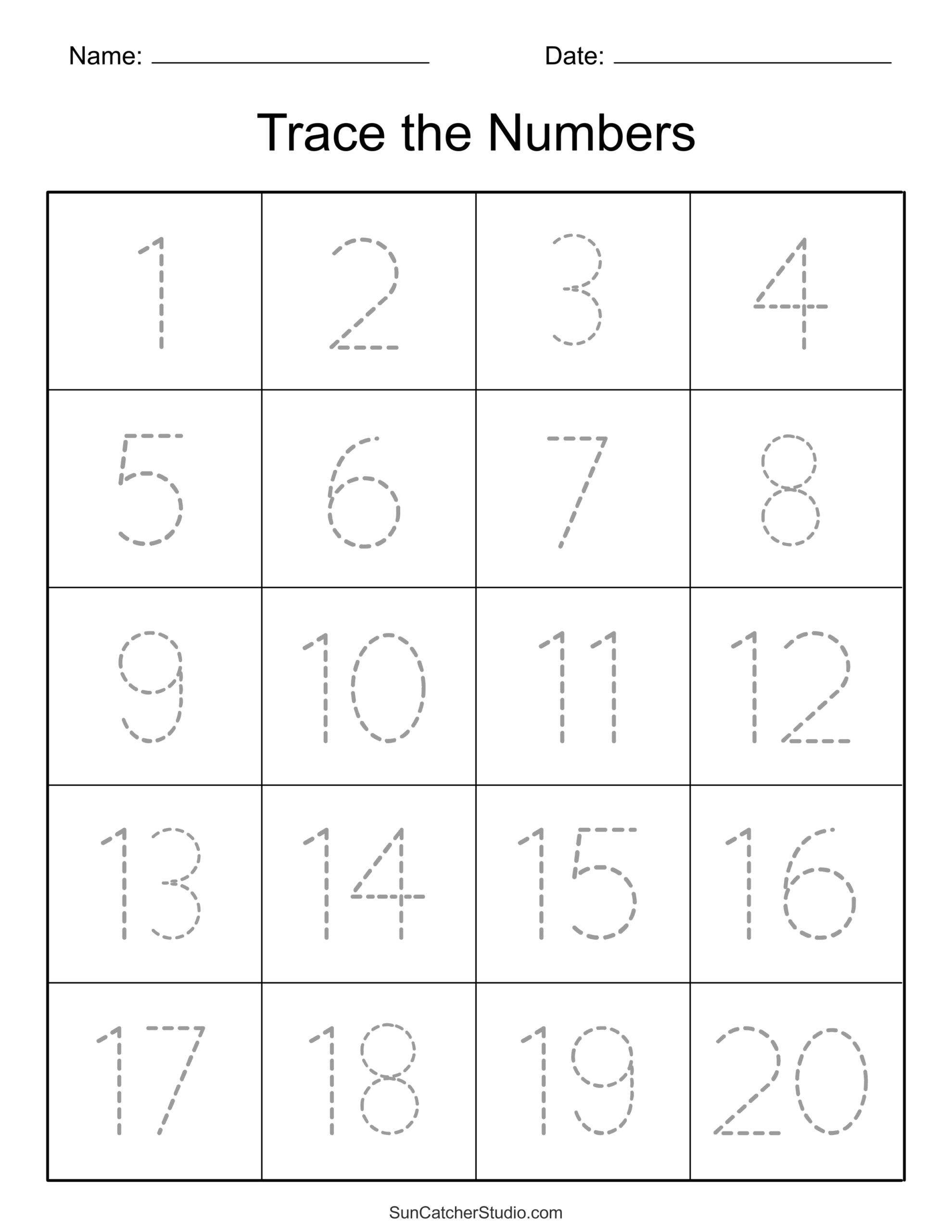 Tracing Numbers Free Printable Practice PDF Worksheets Free Printables Lettering SVG Files Tools Apps Number Formation Cards Free Printable